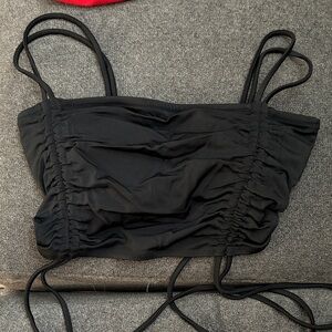 PINK Black Ruched Swim Top Size XS